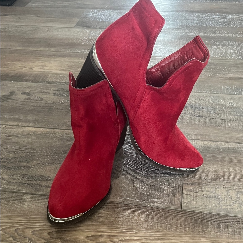 Red Suede Ankle Boots